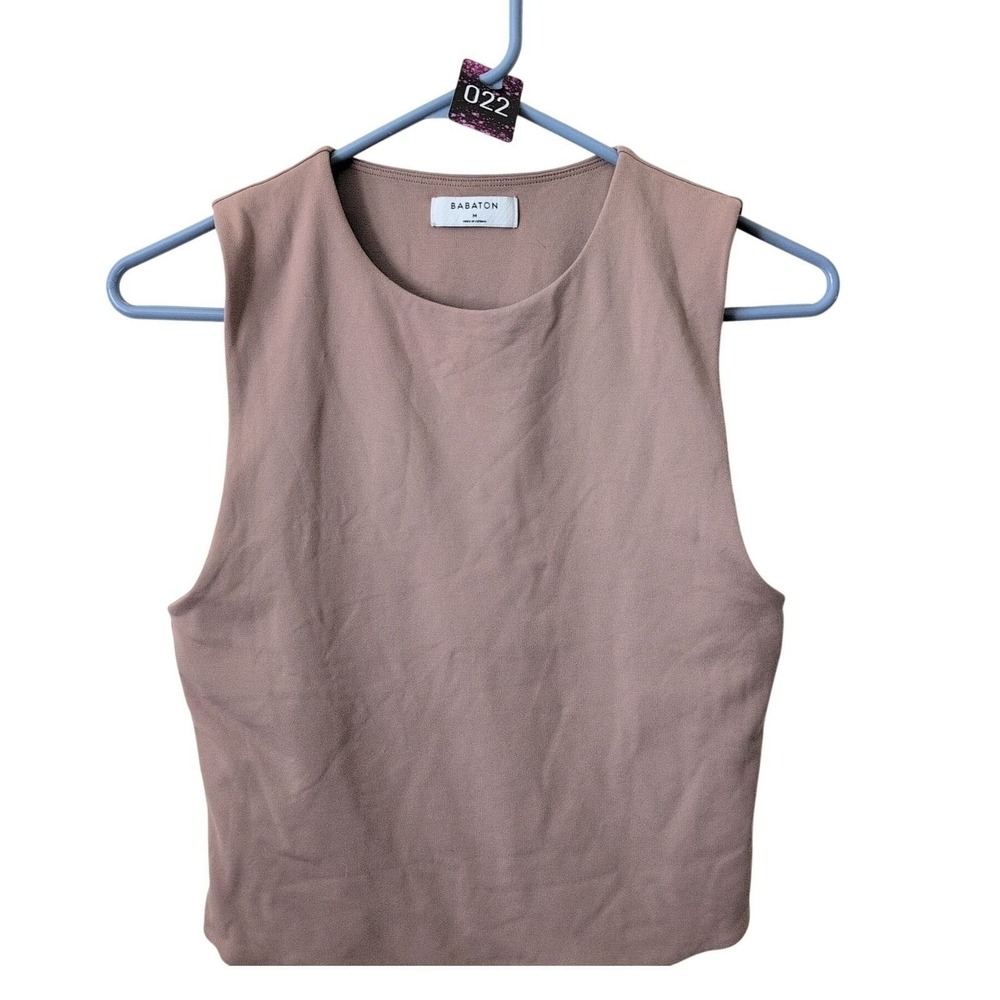 Aritzia Babaton Contour High-Neck Double Lined Tank Mauve Taupe Sleeveless M